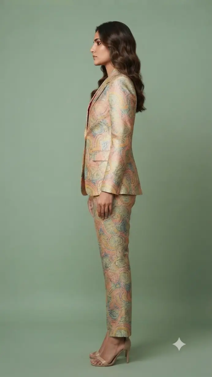 XXL silk blaze y Patterned Blazer Set view 2