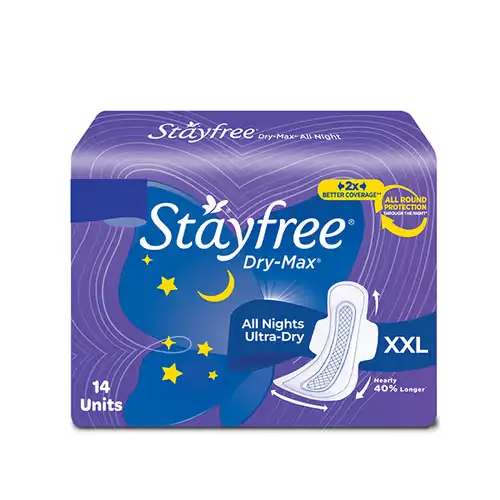 Stayfree All Night Dry-Max Sanitary Pads XL14