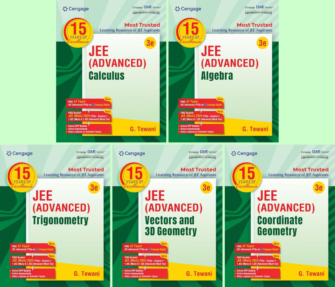 Cengage JEE Advanced Mathematics Combo Set | Algebra + Calculus + Vectors & 3D Geometry + Trignometry + Coordinate Geometry | Set of 5 Books 2025