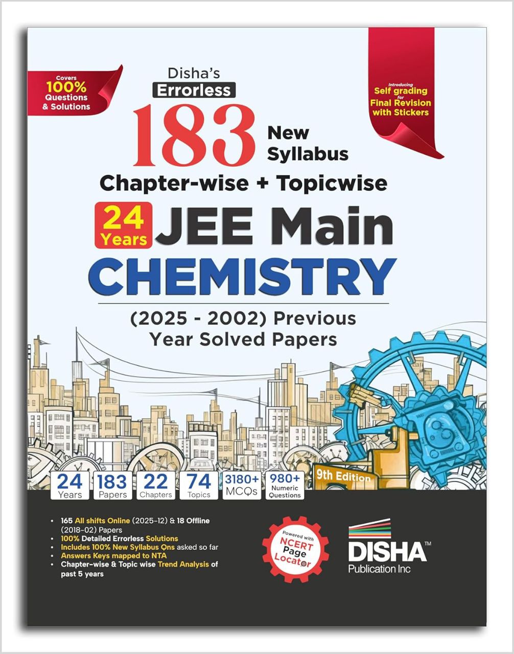 Disha's 183 Chapter-wise & Topic-wise JEE Main Chemistry (2025 - 2002) Previous Year Solved Papers 9th Edition | JEE Mains PYQ Book for 2026 | 9789362255662