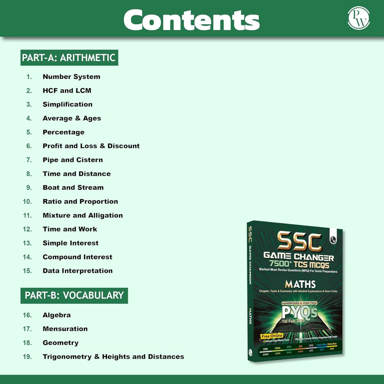 Physics Wallah PW SSC Game Changer Maths 7500+ TCS MCQ For 2025 SSC Exams | 9789368974406 view 3