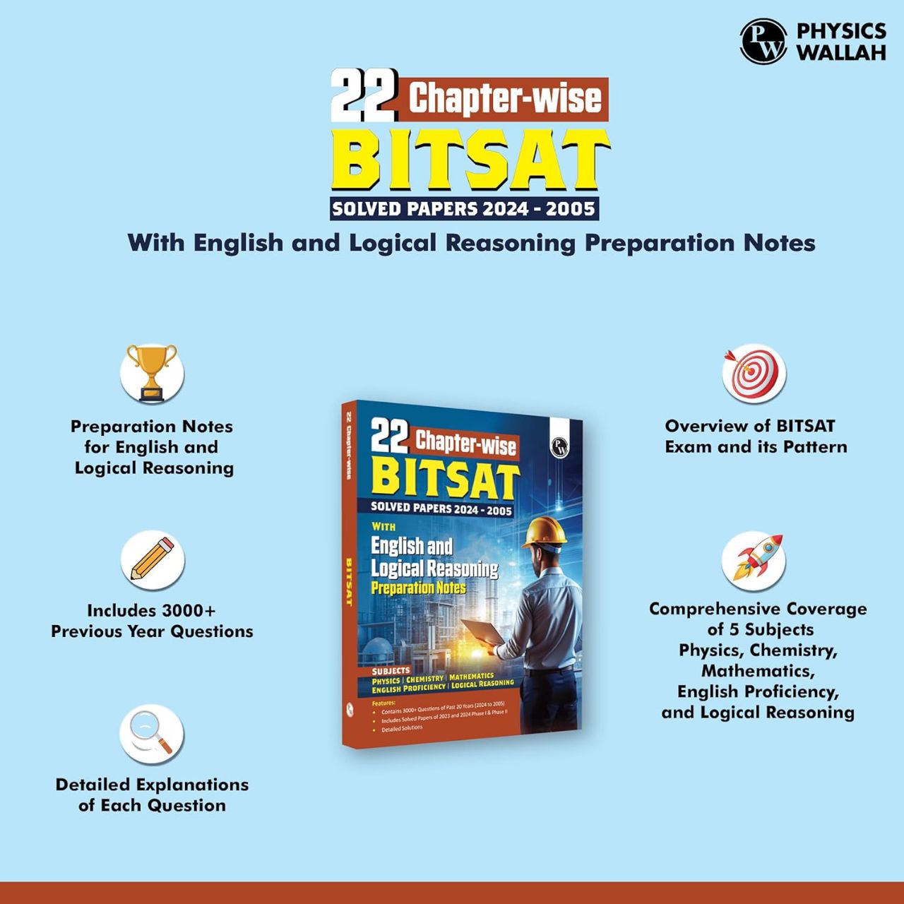Physics Wallah PW 22 Chapterwise BITSAT Solved Papers (2024-2005) with English and Logical Reasoning Preparation Notes | 9789368978336 view 2