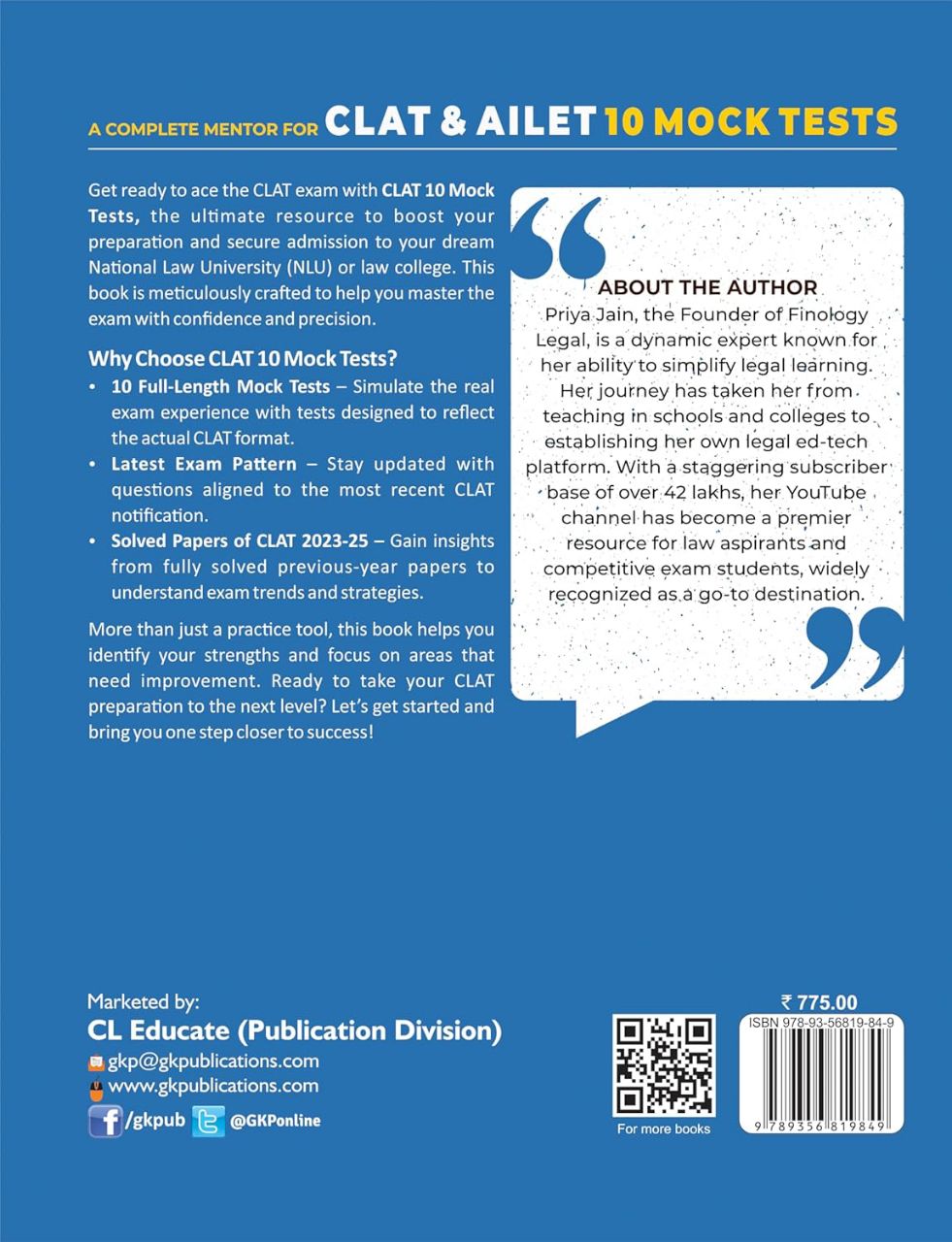 GKP CLAT & AILET 2026 | Law Entrance Exam Practice Guide | By Priya Jain | 9789356819849 view 2