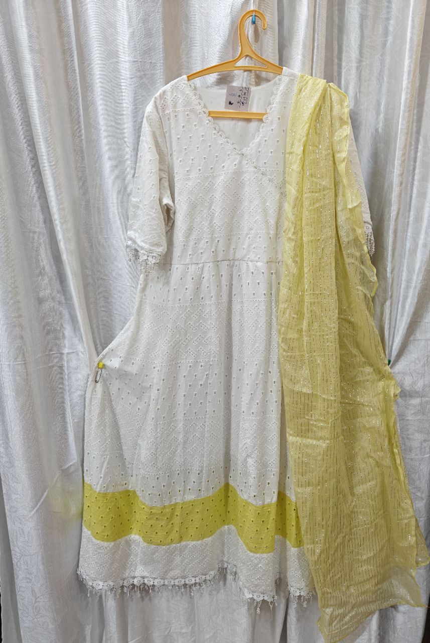 Hacoba Dress With Dupatta White XL view 2