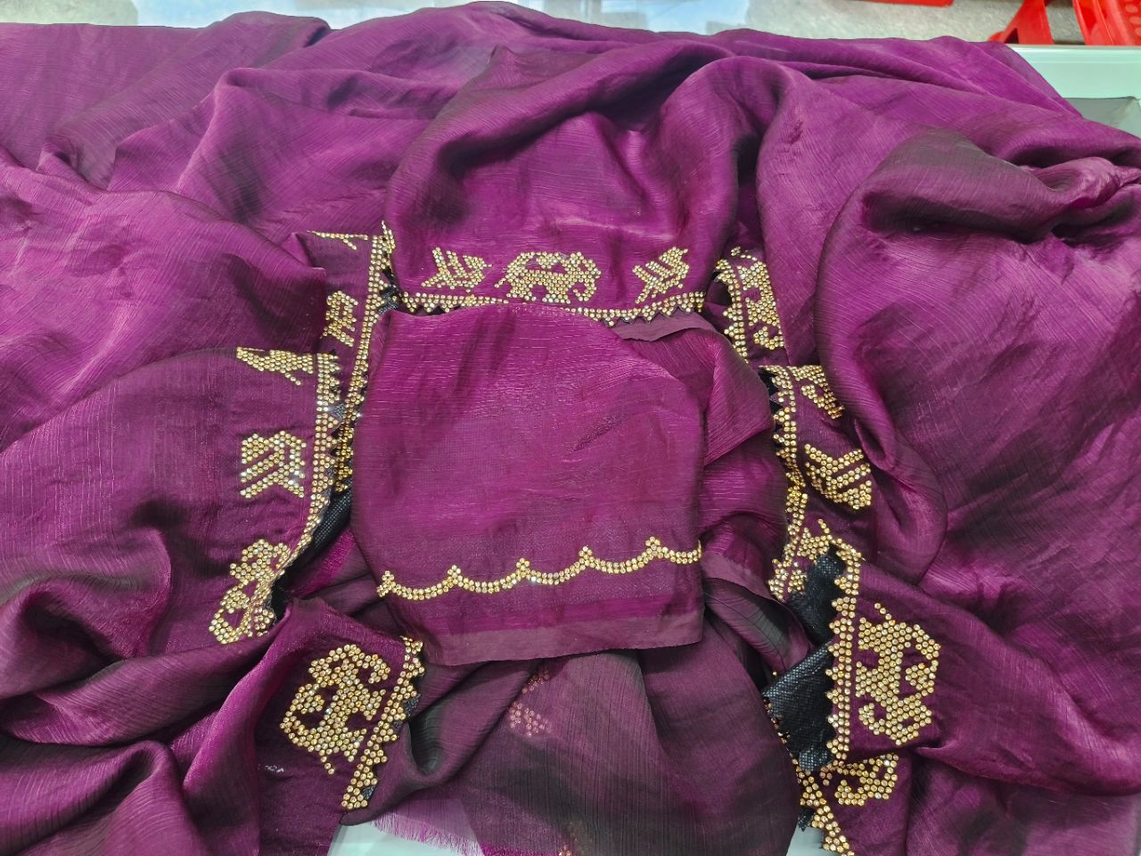 Traditional Purple Saree view 3