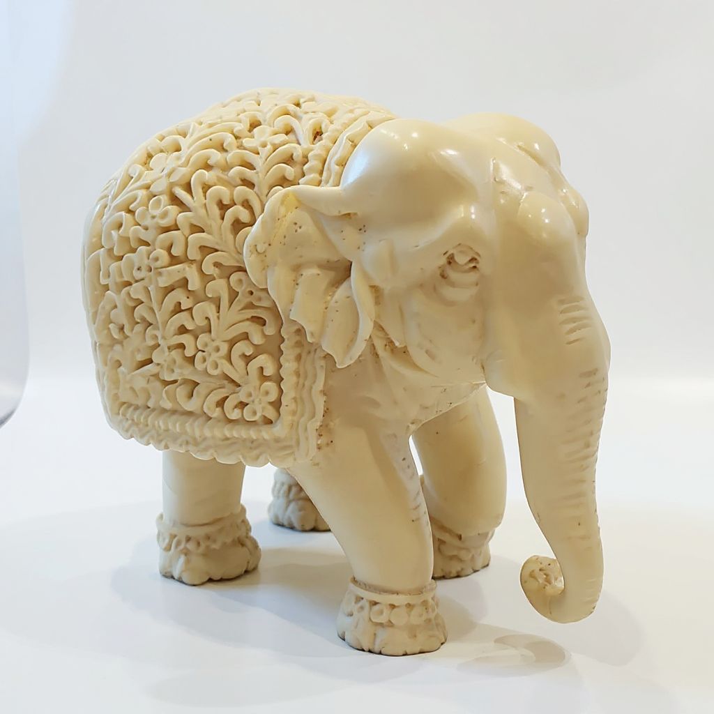 Stone Carved Elephant 3/5" view 2