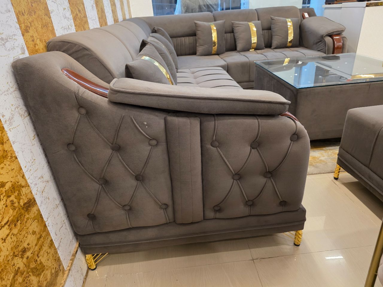 Luxe Living Tufted 7 Seater Corner Sofa Set view 4