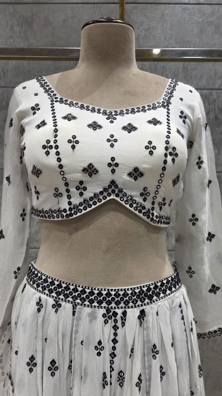 Embroidered Net Lehenga view 2