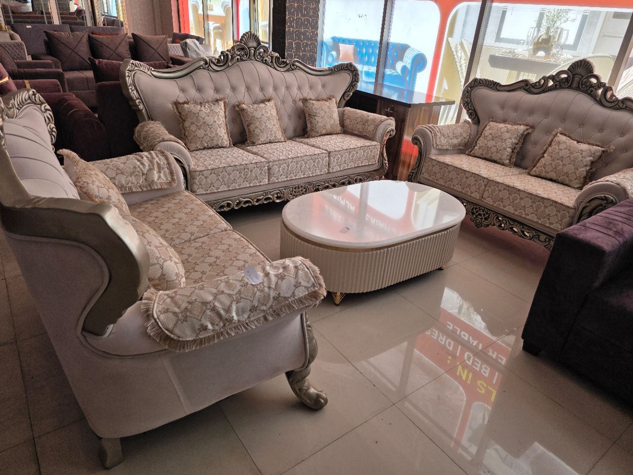 Silver Royal Sofa Set view 2