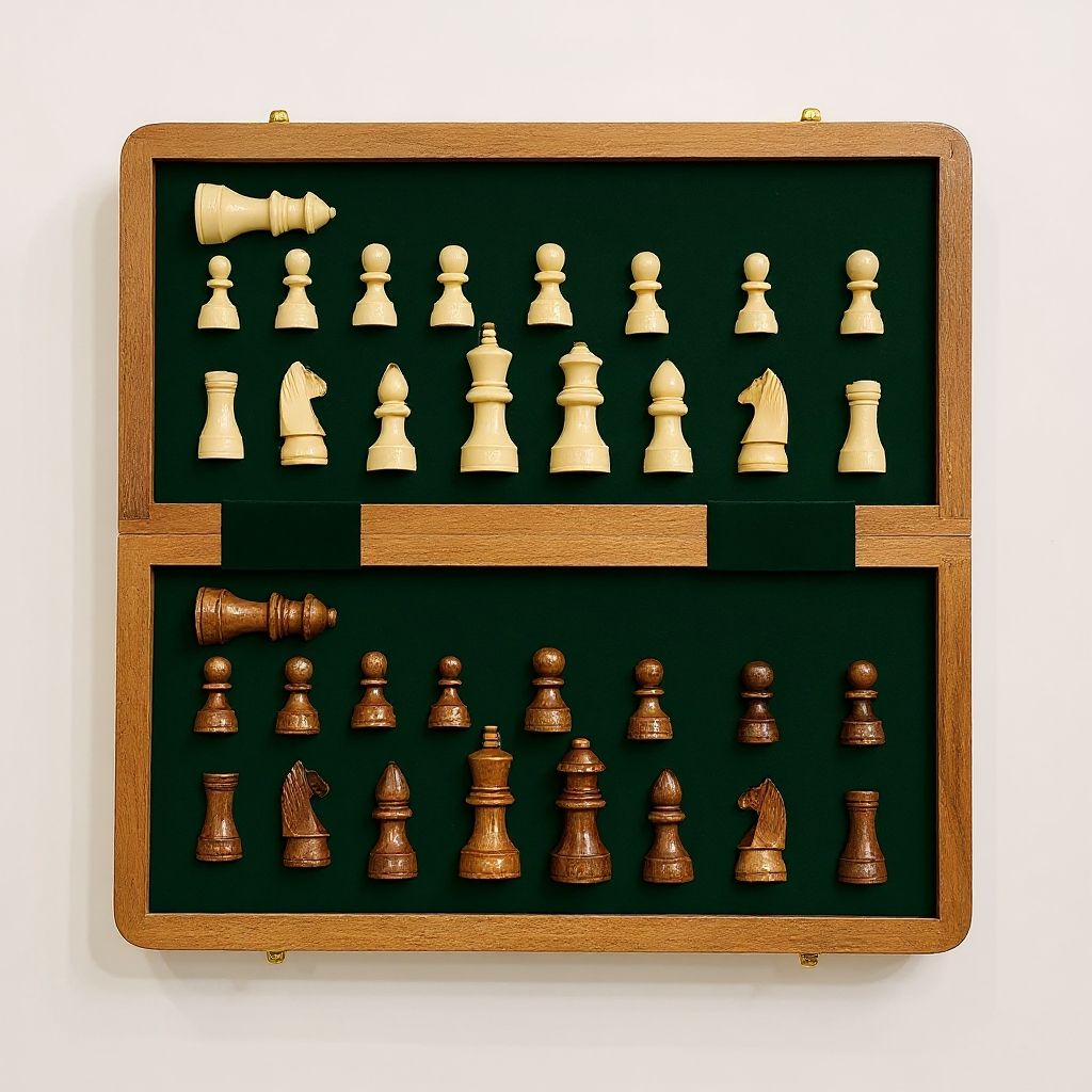 Wooden Foldable Magnetic Chess Board 12/12" view 3