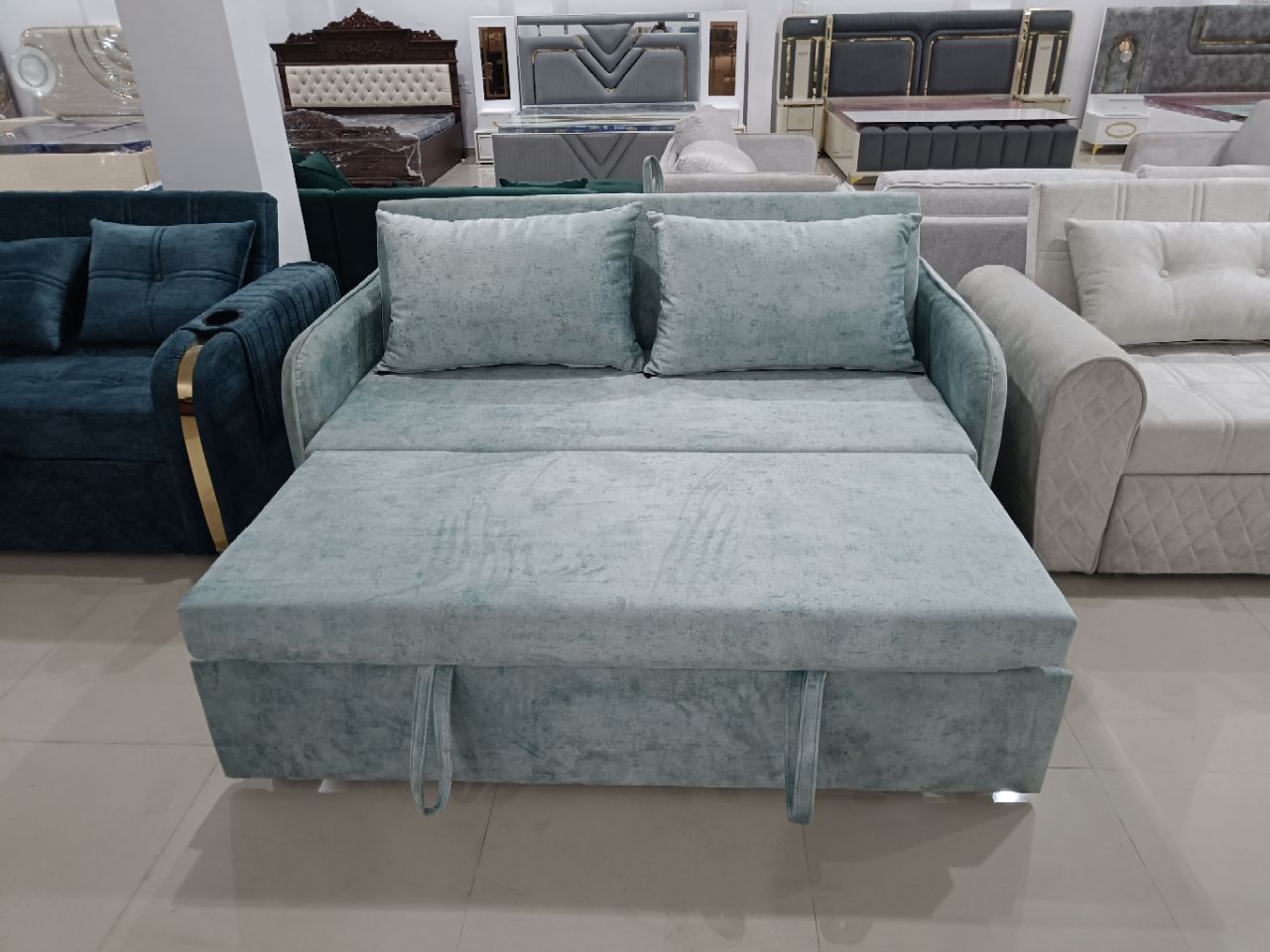 Mint Green Sofa Cum Bed view 2