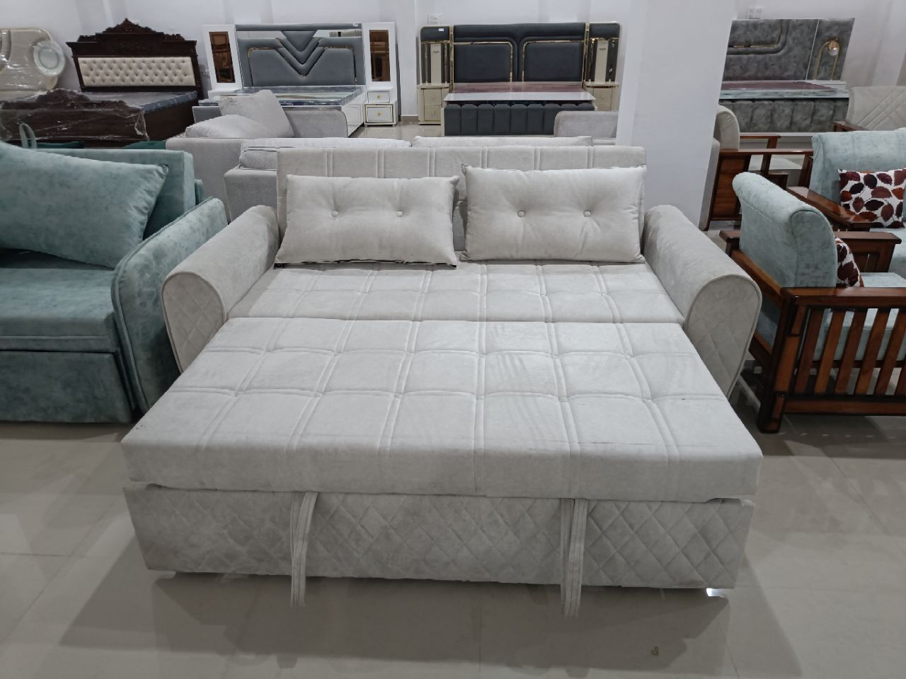 Light Grey Sofa Cum Bed view 2