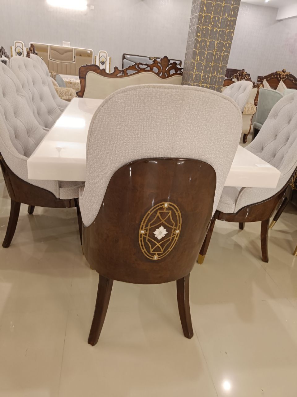 Marble Top Dining Table Set view 2