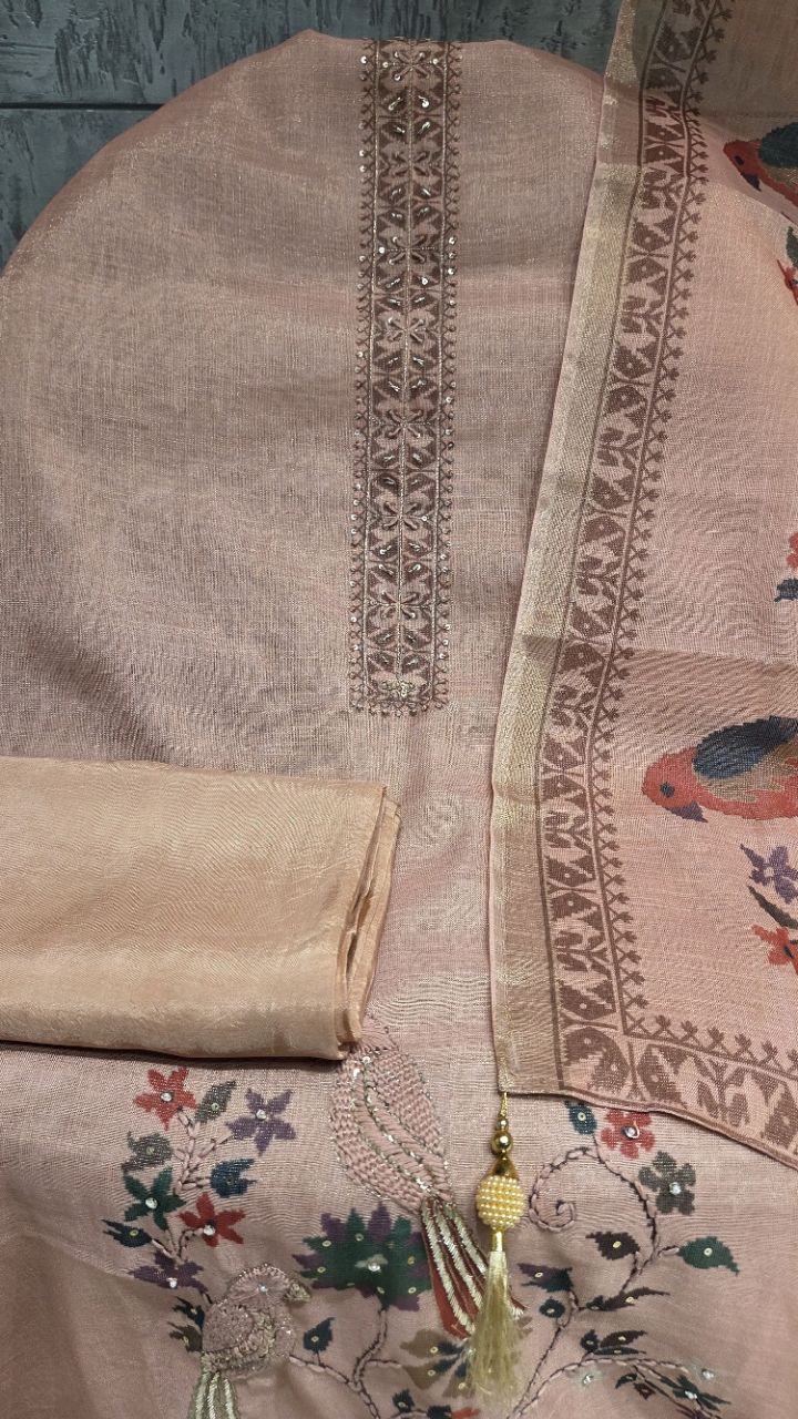 Handwoven Floral Embroidered Suit view 3