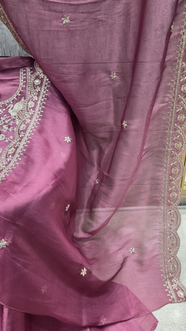 Elegant Embroidered Unstitched Suit view 4