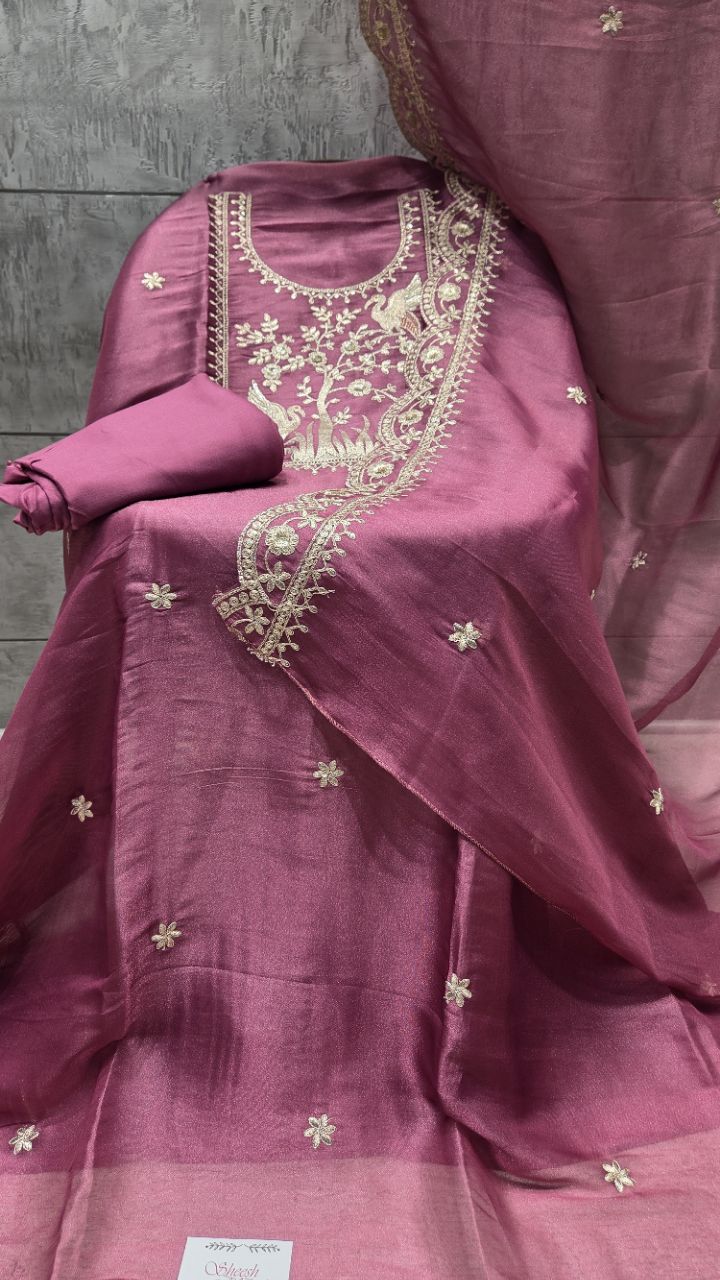 Elegant Embroidered Unstitched Suit view 2