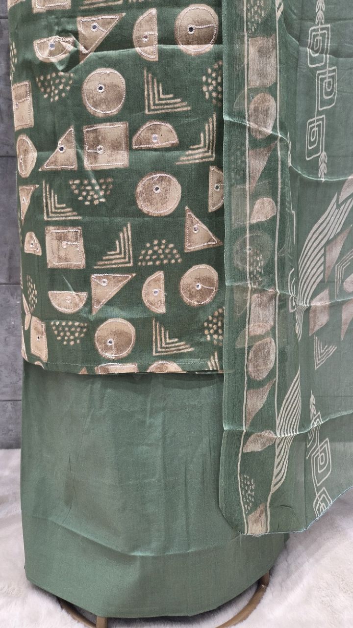 Elegant Green Unstitched Suit view 4
