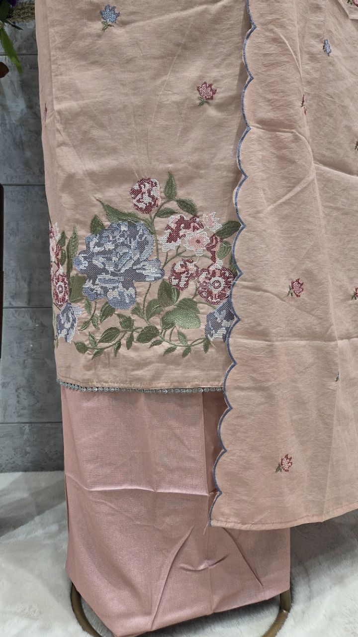 Elegant Floral Unstitched Suit view 3