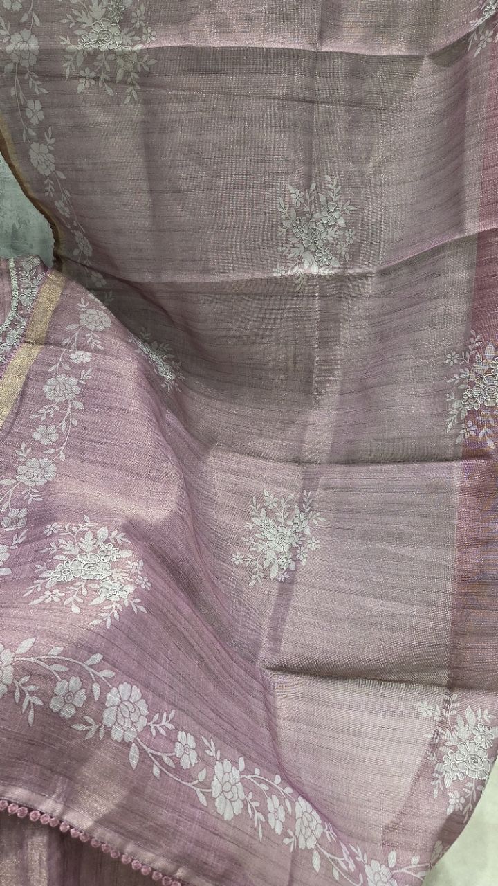 Elegant Lavender Unstitched Suit view 3