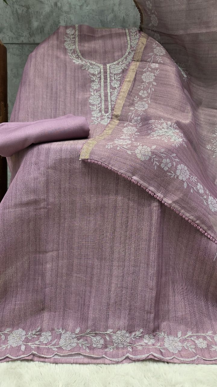 Elegant Lavender Unstitched Suit view 2
