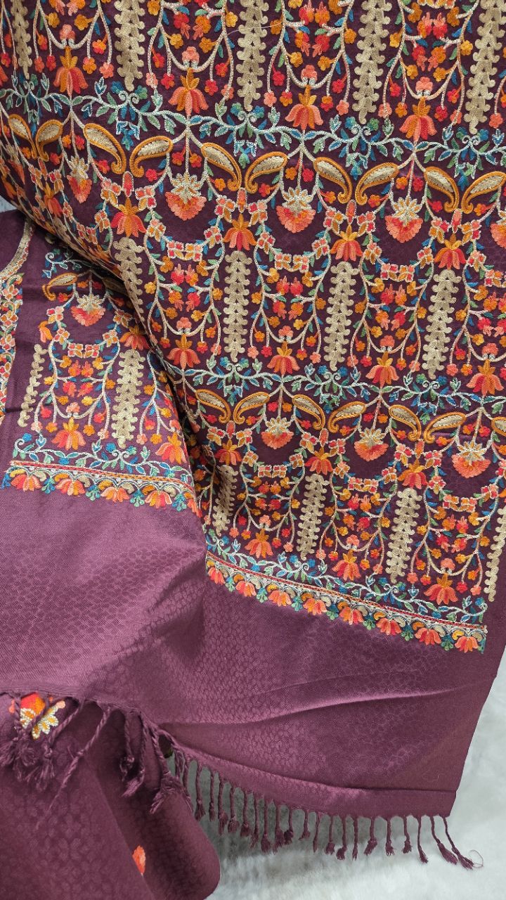 Embroidered Purple Unstitched Suit view 4