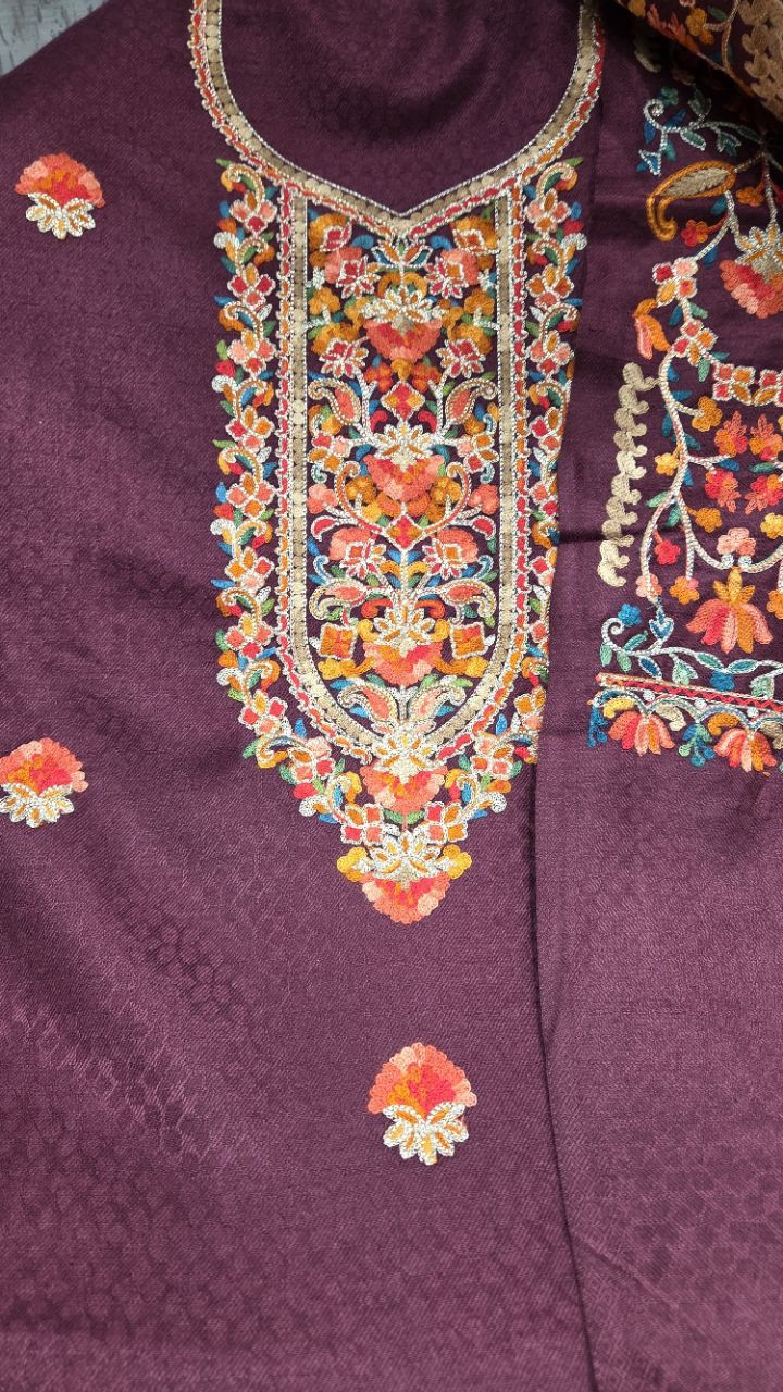 Embroidered Purple Unstitched Suit view 3