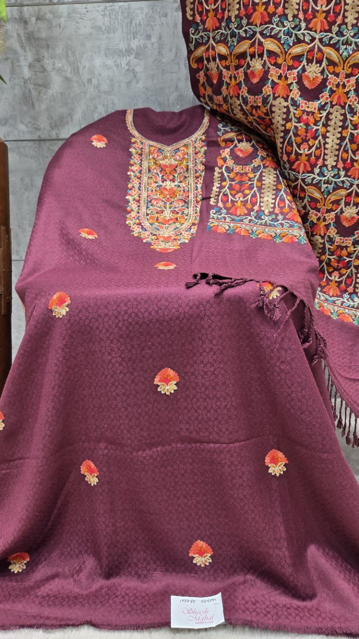 Embroidered Purple Unstitched Suit view 2