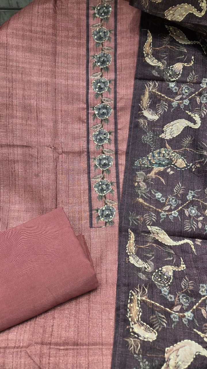 Elegant Cotton Unstitched Suit view 3