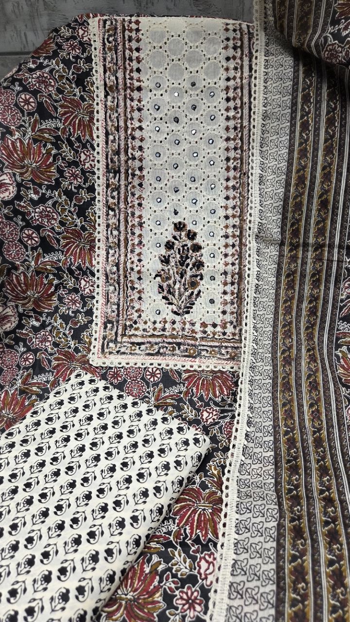 Handcrafted Ethnic Unstitched Suit view 3
