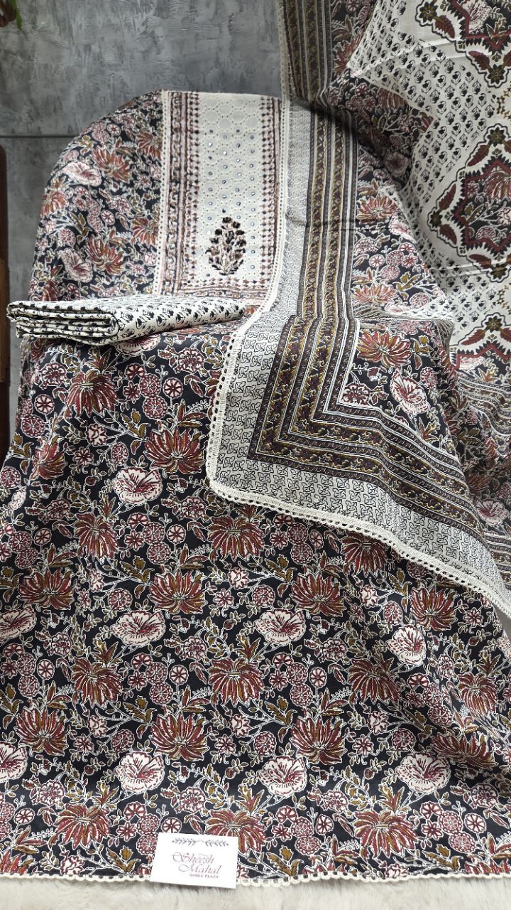 Handcrafted Ethnic Unstitched Suit view 2