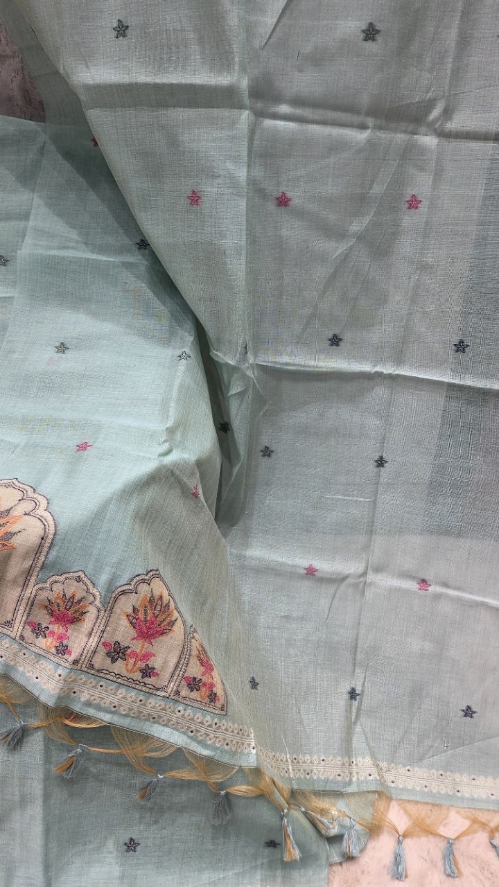 Embroidered Chanderi Unstitched Suit view 4