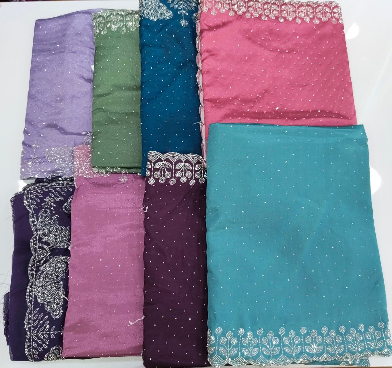 Elegant Stone Work Saree with Designer Embroidered Border view 9