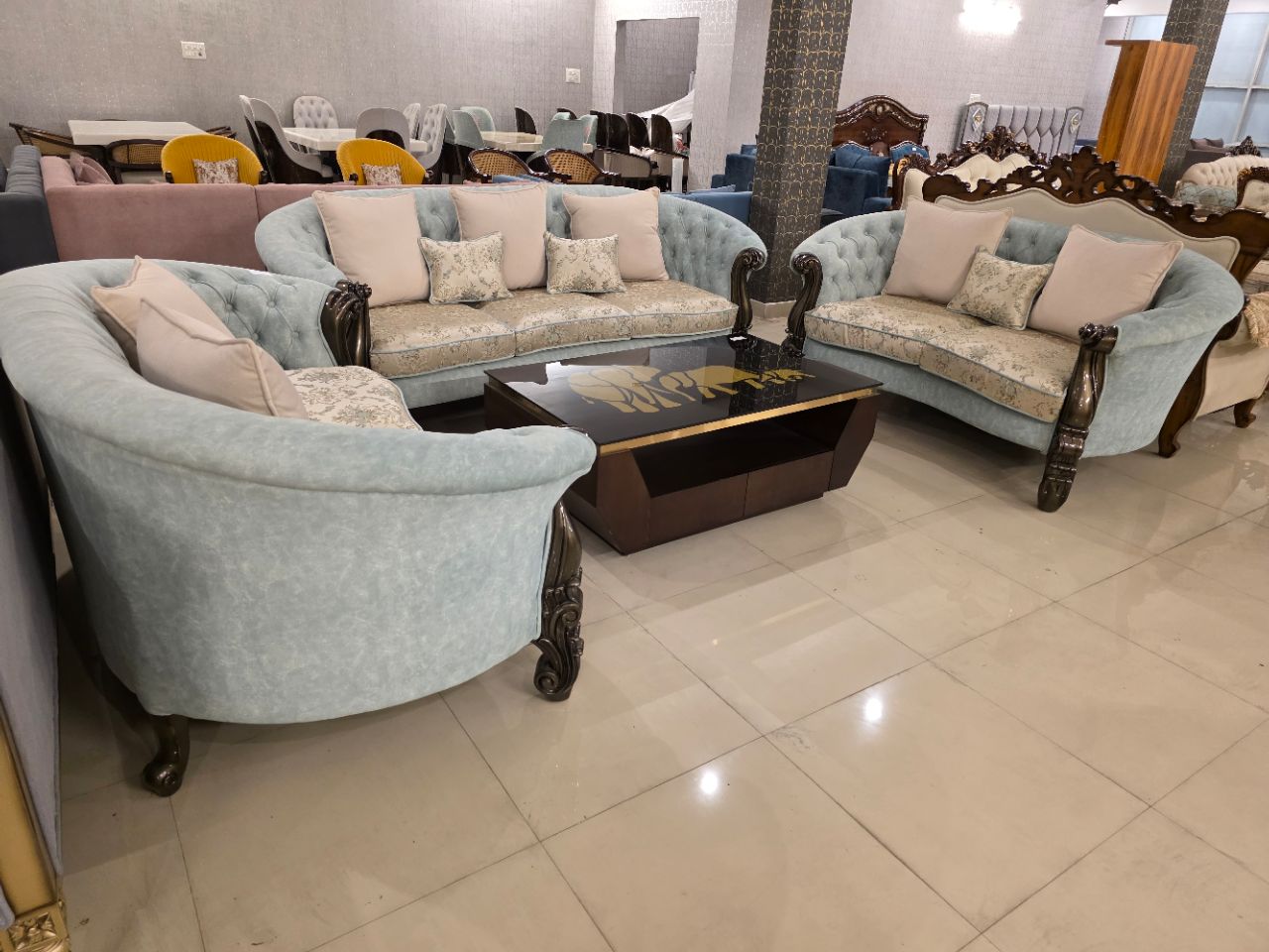 The Royal Azure Curve Sofa Collection view 2