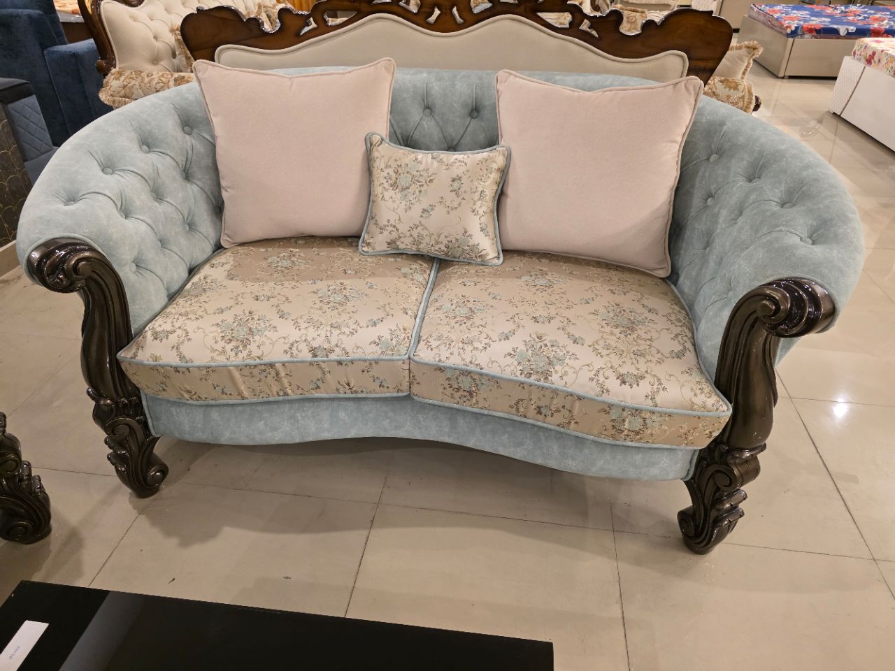 The Royal Azure Curve Sofa Collection view 3