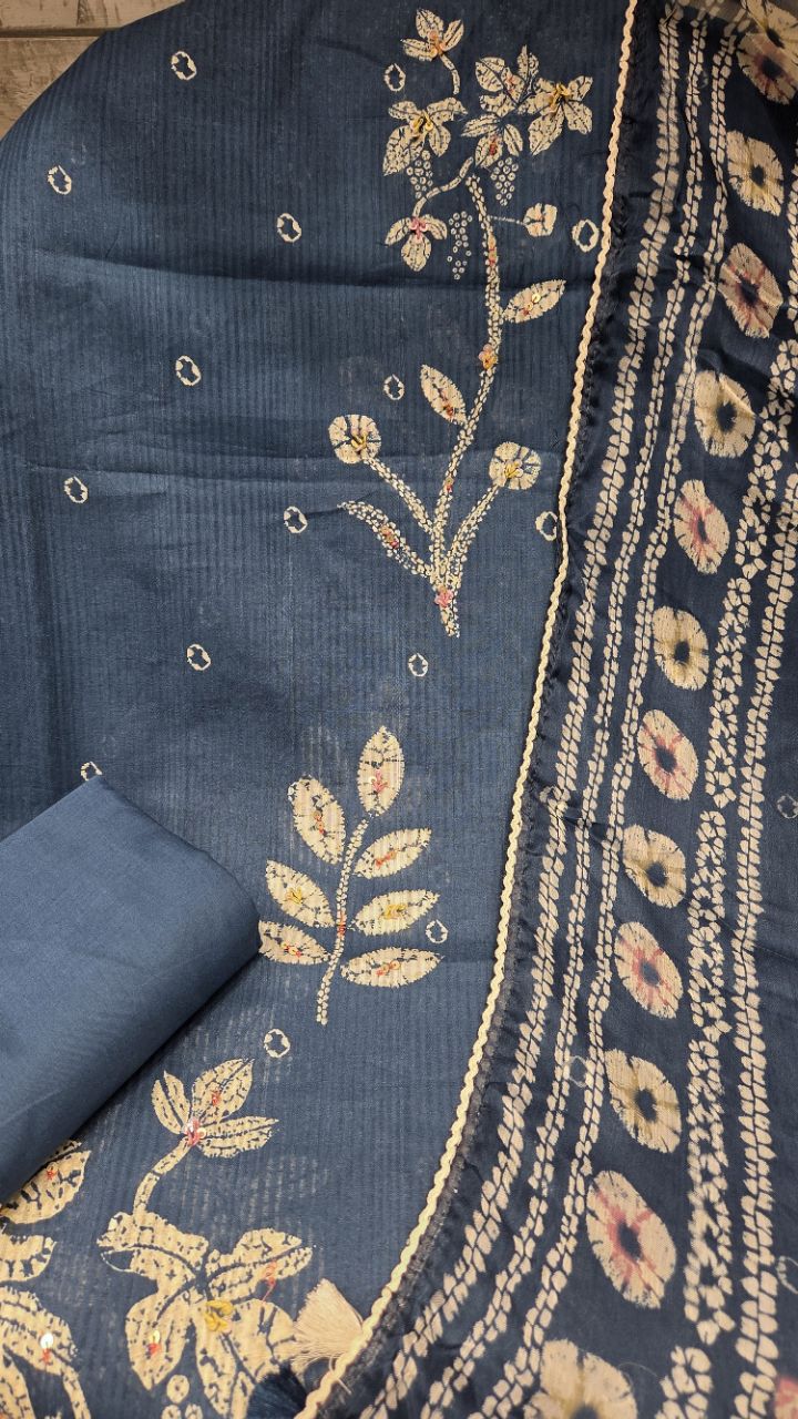Embroidered Blue Ethnic Unstitched Suit view 3