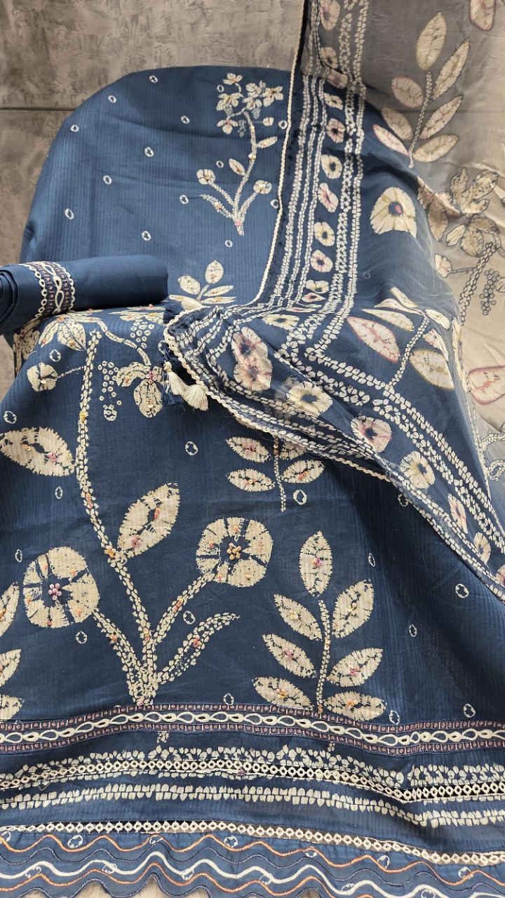 Embroidered Blue Ethnic Unstitched Suit view 2