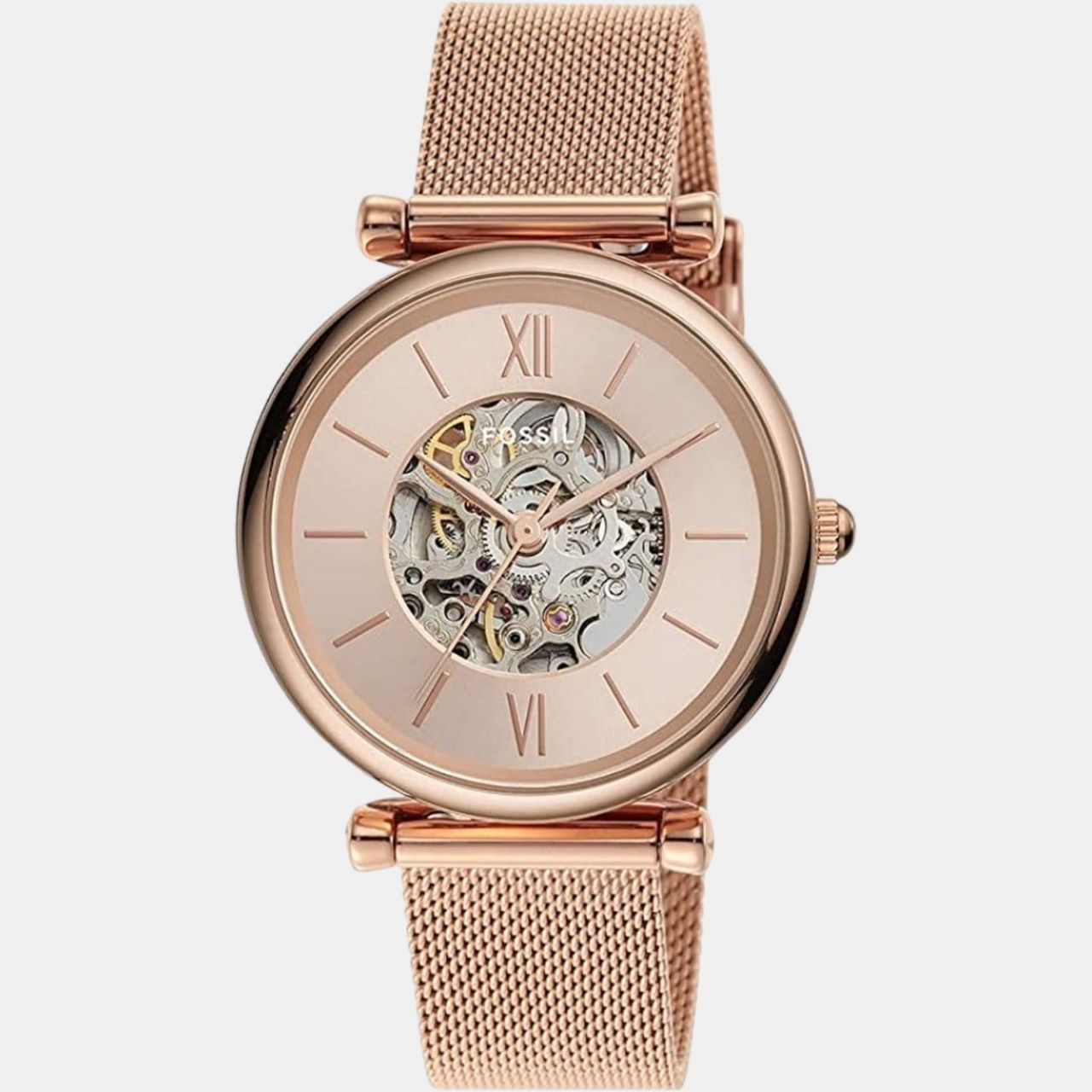 Fossil Rose Gold Mesh Watch Women ME3175I view 2