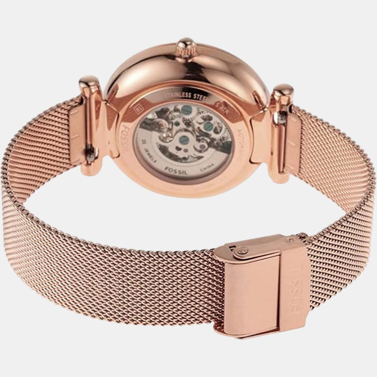 Fossil Rose Gold Mesh Watch Women ME3175I view 6