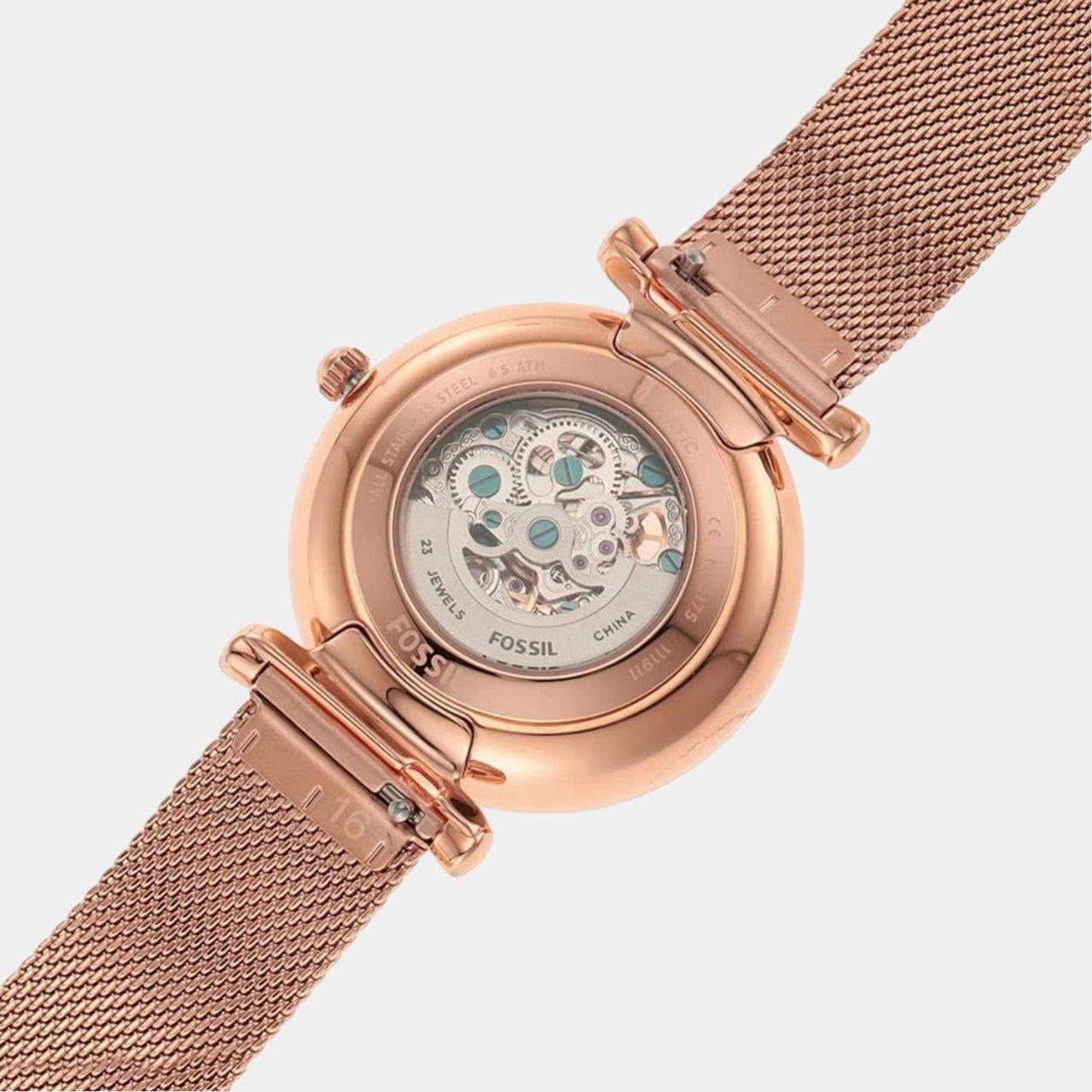 Fossil Rose Gold Mesh Watch Women ME3175I view 8