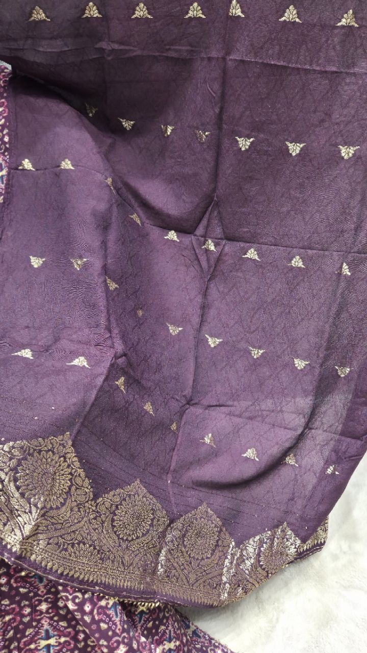 Elegant Purple Unstitched Suit view 4