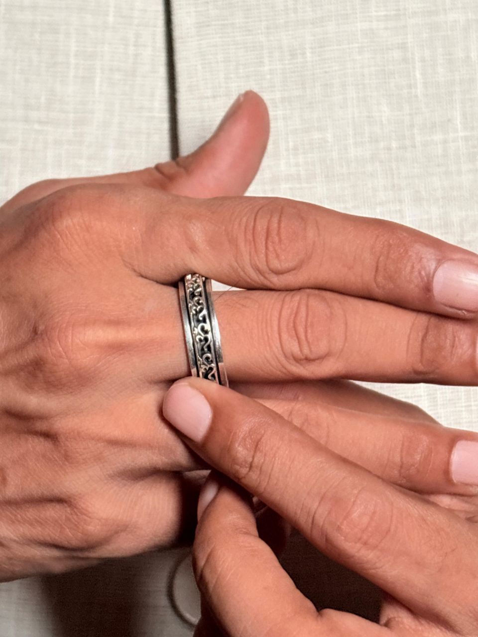 925 Silver OM Moveable Ring view 2