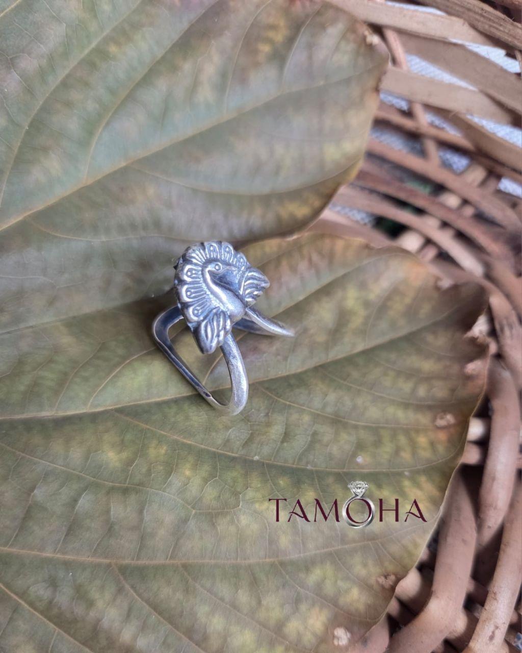 Adjustable Peacock 925 Silver Ring view 2