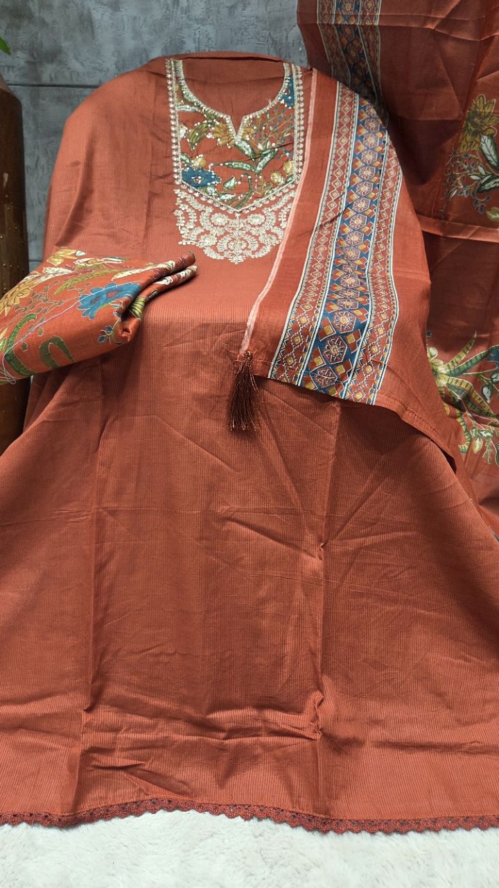 Embroidered Unstitched Suit Set view 2