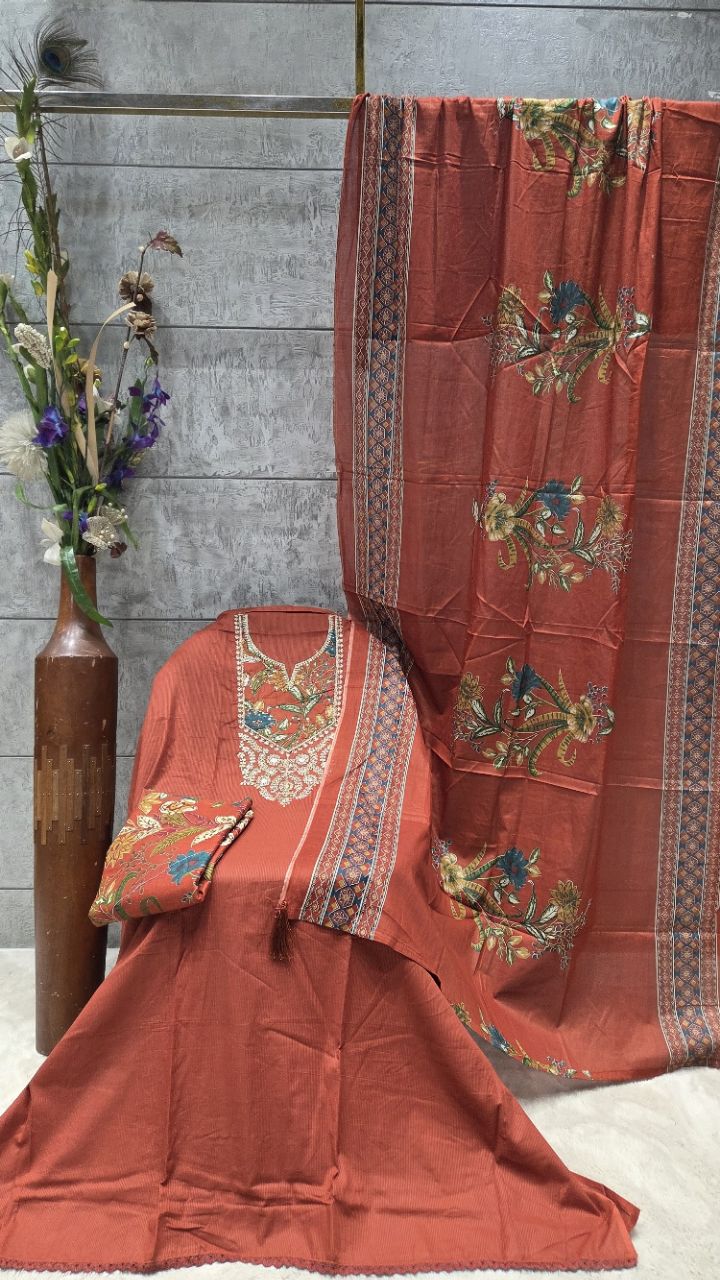 Embroidered Unstitched Suit Set