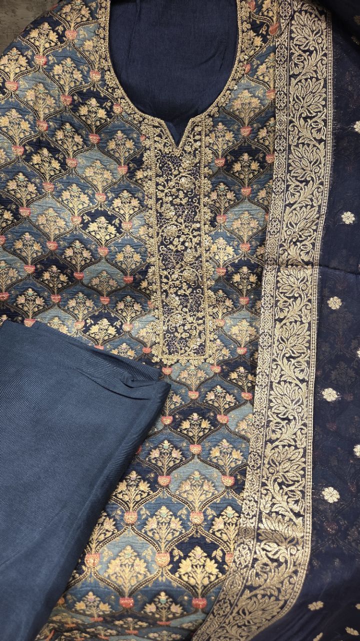 Elegant Blue Unstitched Suit view 3