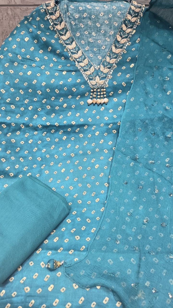 Teal Ethnic Suit view 3