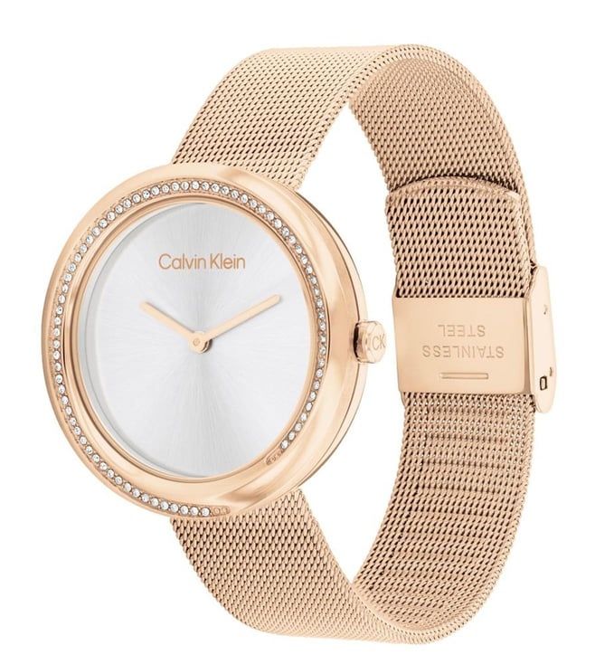Calvin Klein Rose Gold Mesh Watch 25200312 view 3