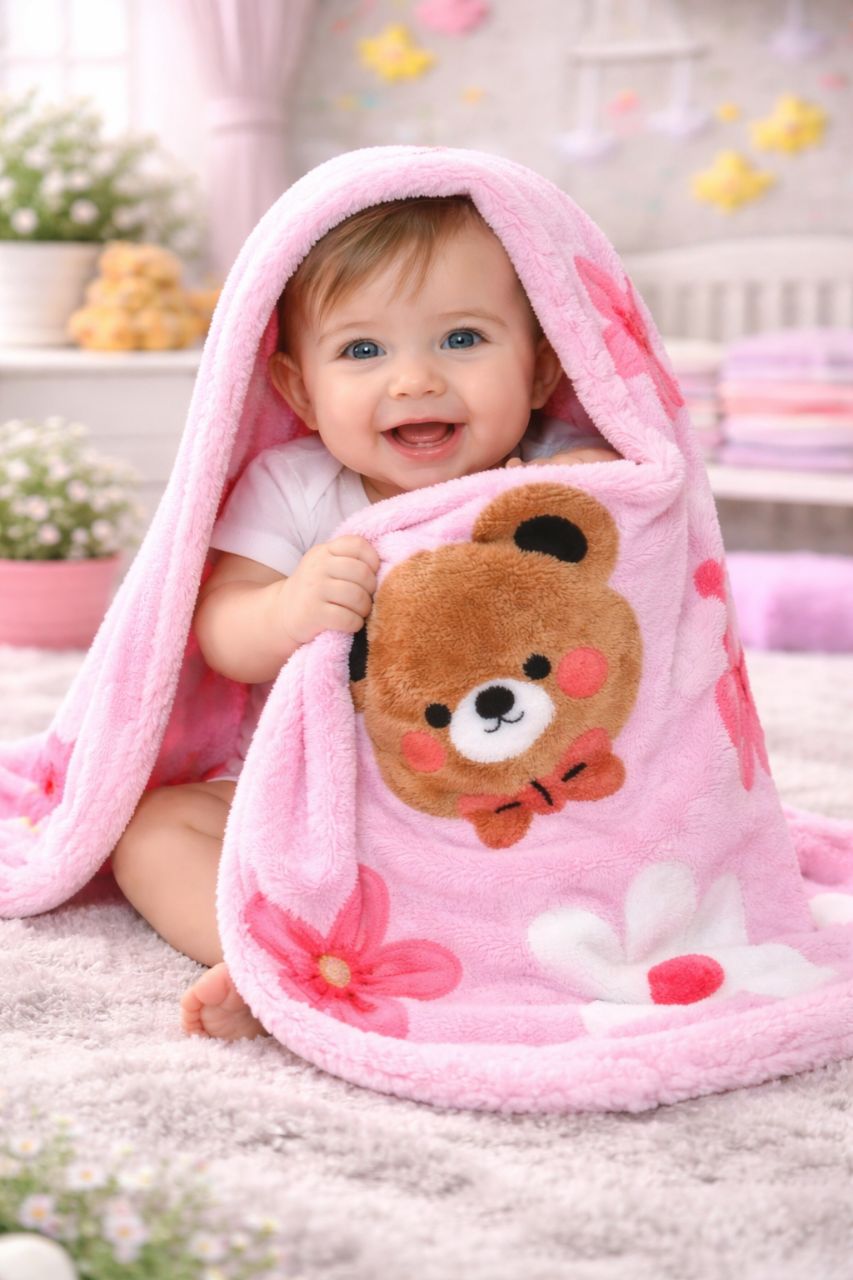 Bear Print Baby Bath Towel