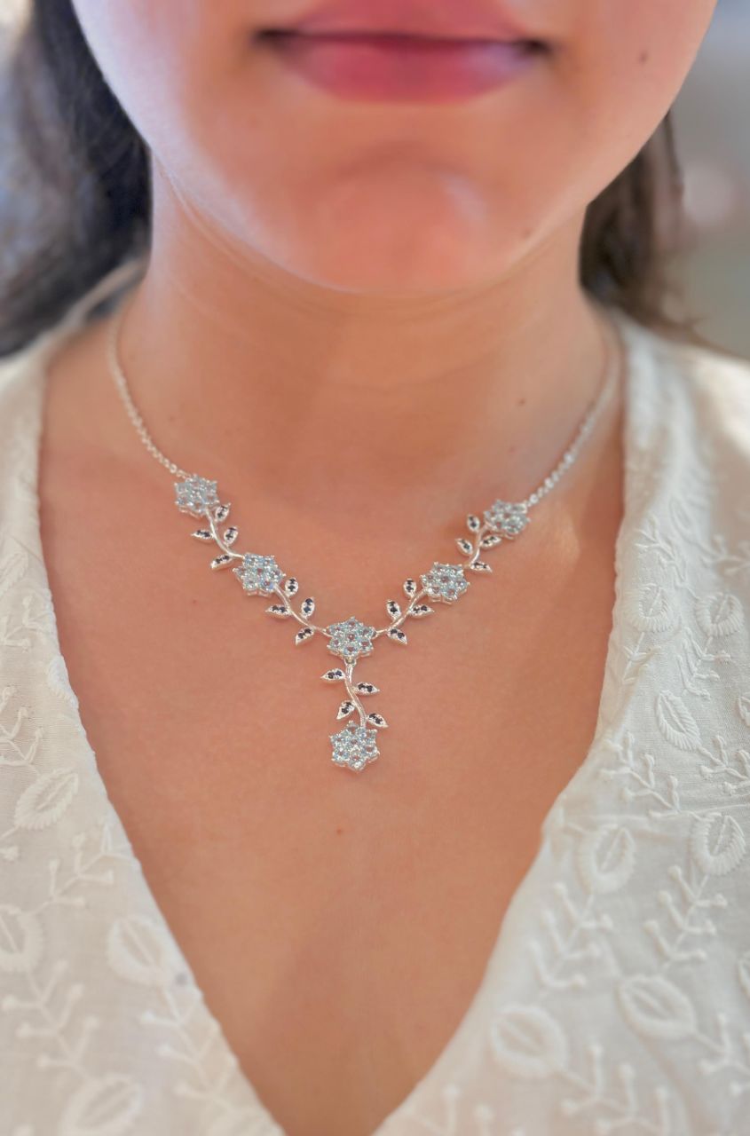925 Floral Bridal Necklace Set - Tamoha