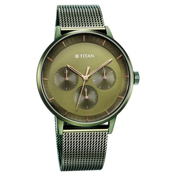 Titan Green Mesh Watch 94006QM03 view 2